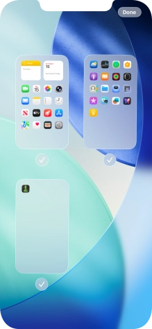 Press the field below the required home screen page to turn page view on or off. Press the field below the required home screen page to turn page view on or off.