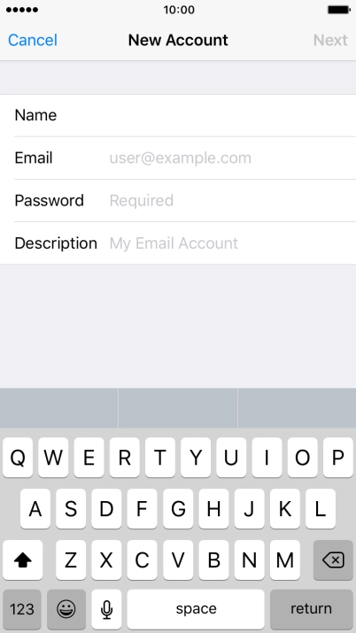 Press Email and key in your email address.