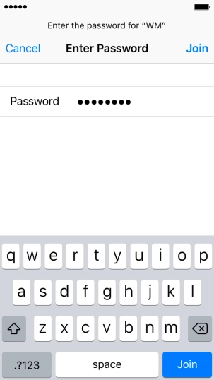 Key in the password for the Wi-Fi network and press Join.