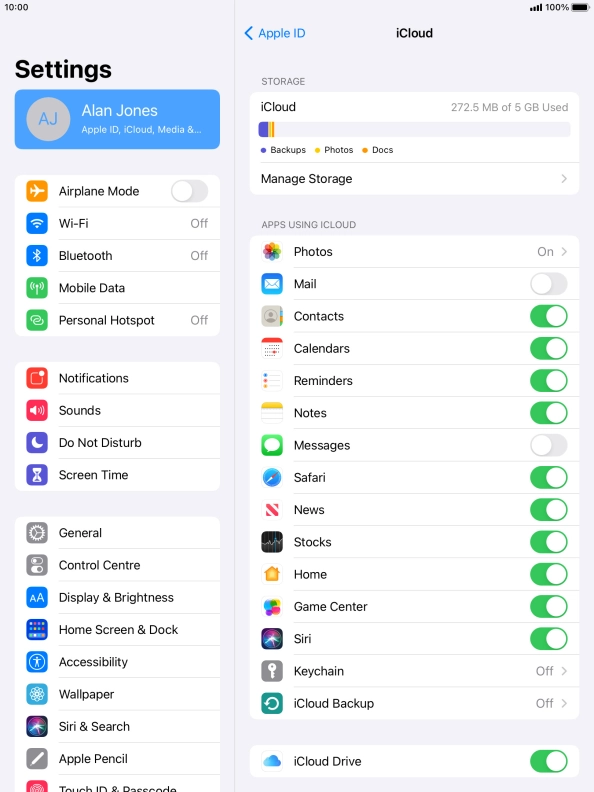 Press iCloud Backup. Press iCloud Backup.