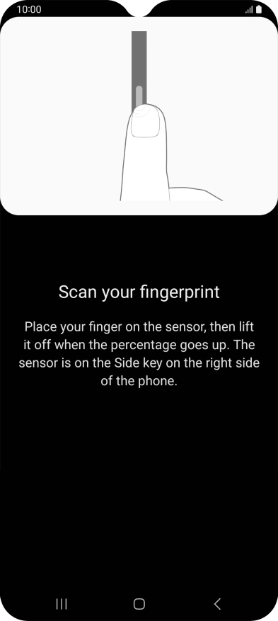 Follow the instructions on the screen to create the phone lock code using your fingerprint. Follow the instructions on the screen to create the phone lock code using your fingerprint.