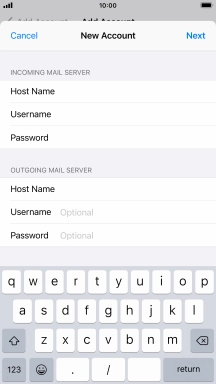 Press Username and key in the username for your email account. Please note that if you're using Vodafone's outgoing server, leave the username field empty.