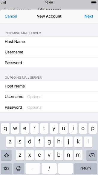 Press Username and key in the username for your email account. Please note that if you're using Vodafone's outgoing server, leave the username field empty.