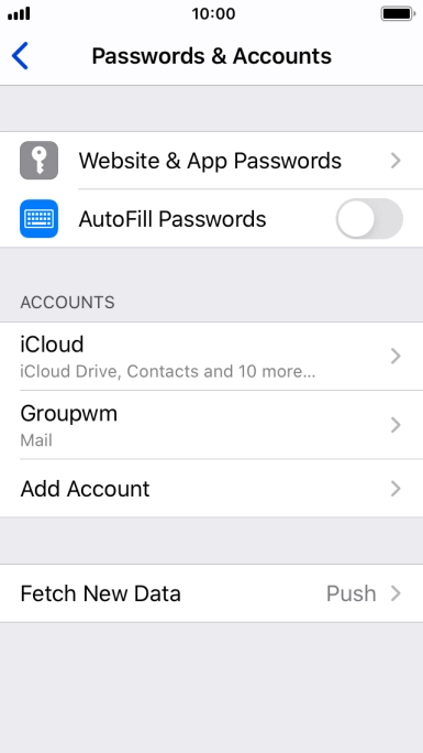 Press the name of the email account you've just set up.