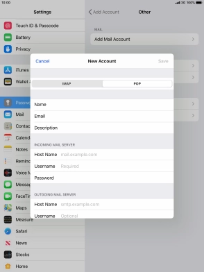 Press Host Name and key in the name of your email provider's incoming server.