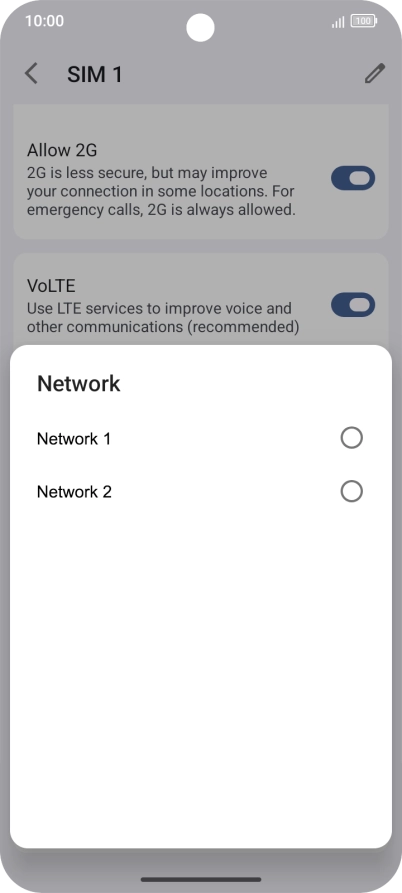 Press the required network. Press the required network.