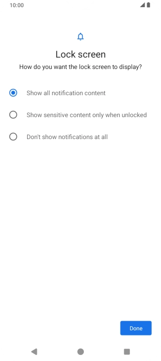 Press the required setting. Press the required setting.