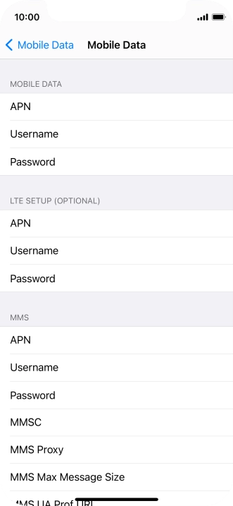 Press APN and key in live.vodafone.com.