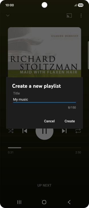 Key in a name for the playlist and press Create.