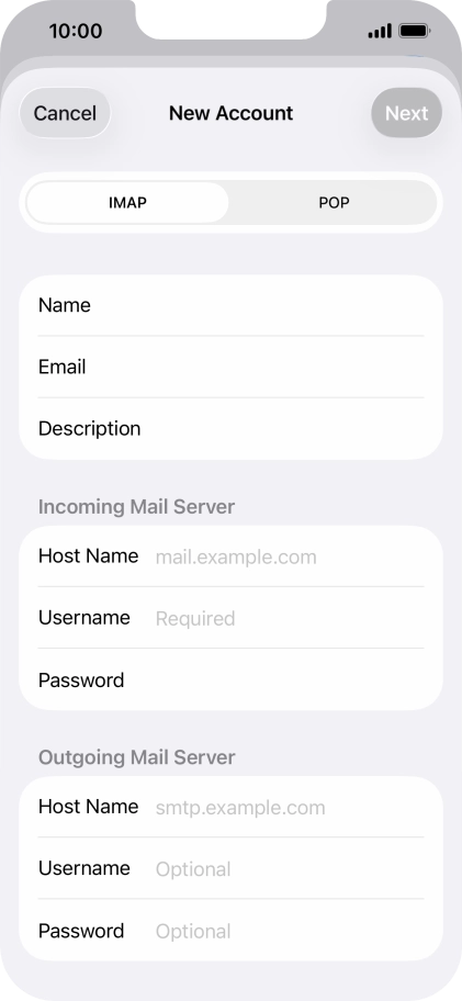 Press IMAP.