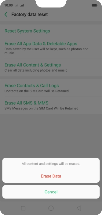 Press Erase Data.