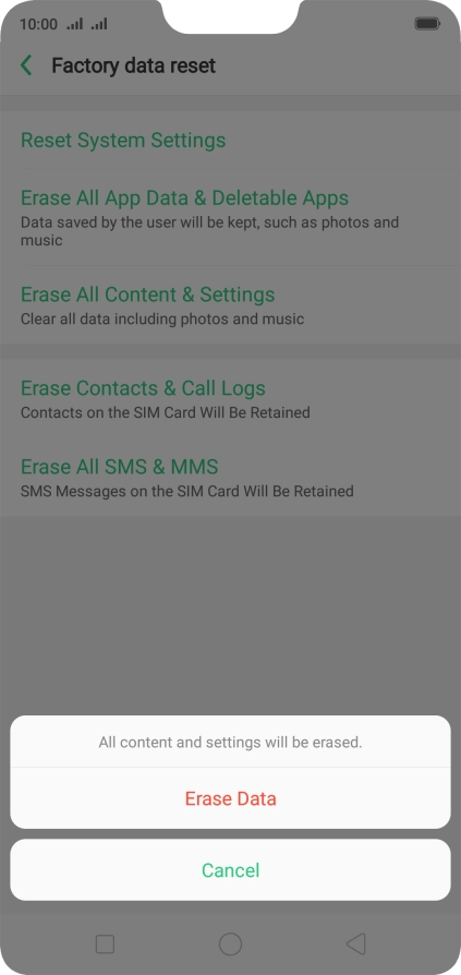 Press Erase Data.