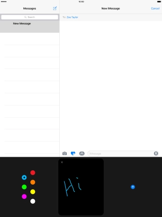 Press the send icon when you've finished your iMessage. Press the send icon when you've finished your iMessage.