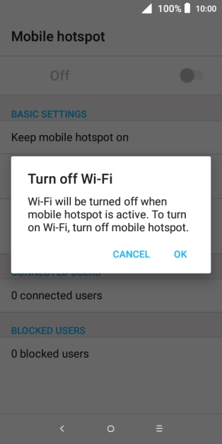 If Wi-Fi is turned on, press OK. If Wi-Fi is turned on, press OK.