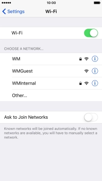 Press the required Wi-Fi network.
