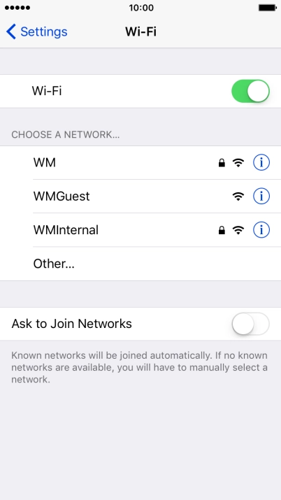 Press the required Wi-Fi network.