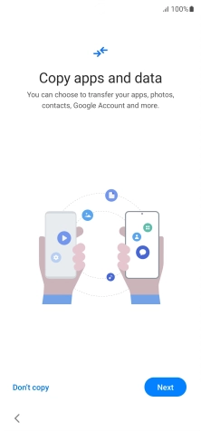 You can transfer the contents of another phone to your phone when it's activated for the first time and after a factory reset. When this screen is displayed, your phone is ready to transfer contents from another phone.
