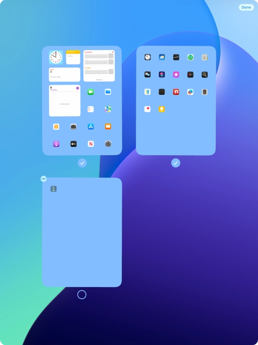 Press the delete icon next to the required home screen page.