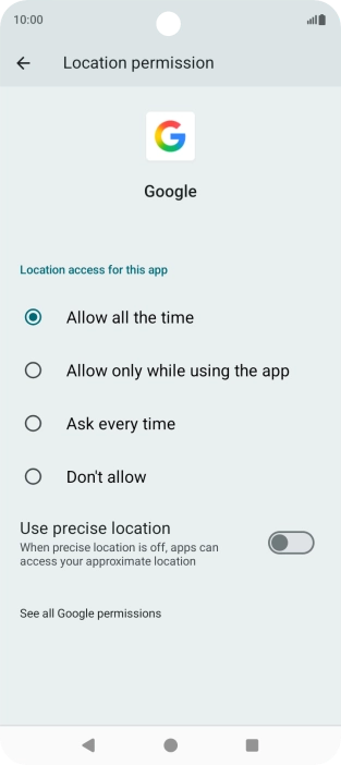 Press the required setting.