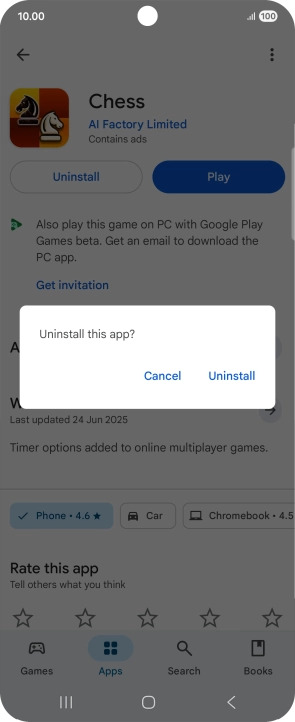 Press Uninstall.