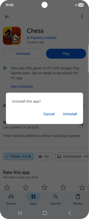 Press Uninstall.