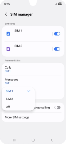 Press the required setting. Press the required setting.