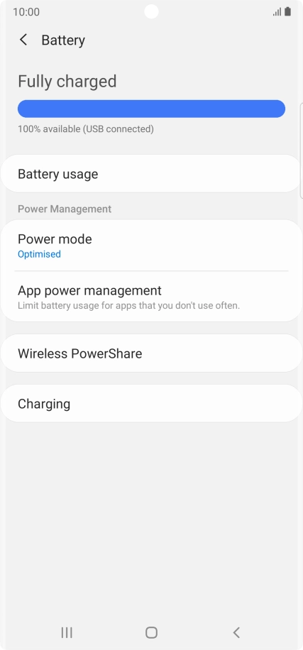 Press Power mode.