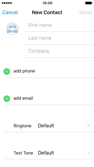 Press First name and key in the first name. Press First name and key in the first name.