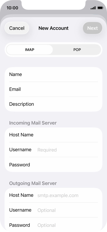 Press IMAP.