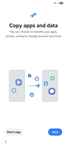 You can transfer the contents of another phone to your phone when it's activated for the first time and after a factory reset. When this screen is displayed, your phone is ready to transfer contents from another phone.