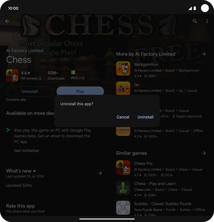 Press Uninstall.
