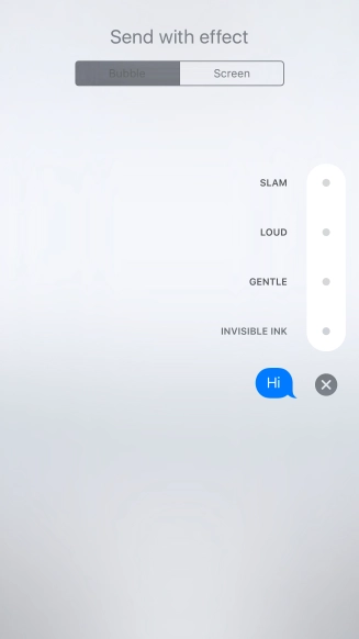 Press Bubble and follow the instructions on the screen to add a speech bubble effect to your iMessage.