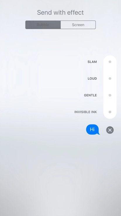 Press Bubble and follow the instructions on the screen to add a speech bubble effect to your iMessage.