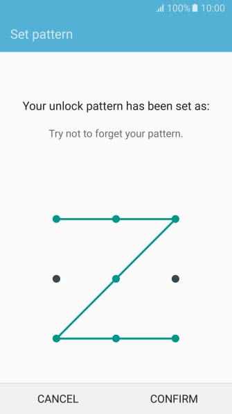 Repeat the selected phone lock code and press CONFIRM. Repeat the selected phone lock code and press CONFIRM.