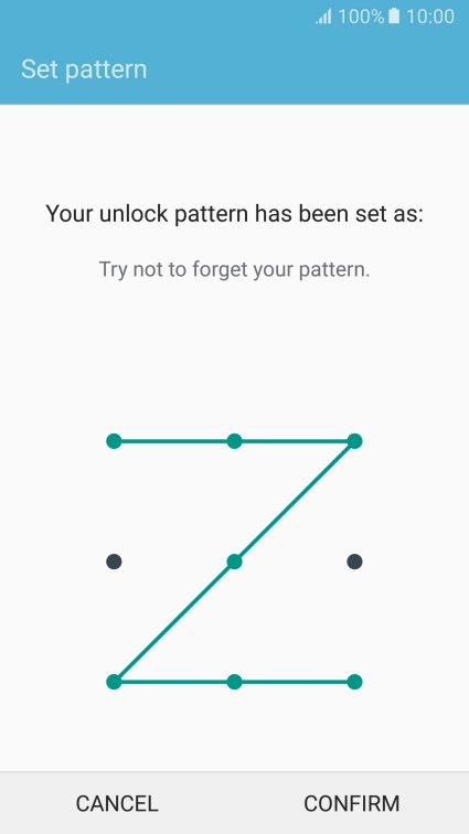 Repeat the selected phone lock code and press CONFIRM. Repeat the selected phone lock code and press CONFIRM.
