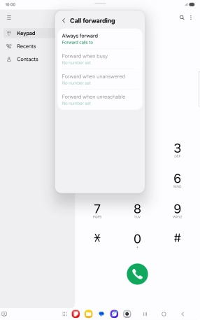 Press the required divert type. Press the required divert type.