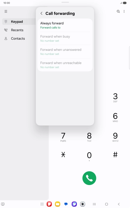 Press the required divert type. Press the required divert type.