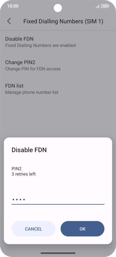 Key in your PIN2 and press OK. Key in your PIN2 and press OK.