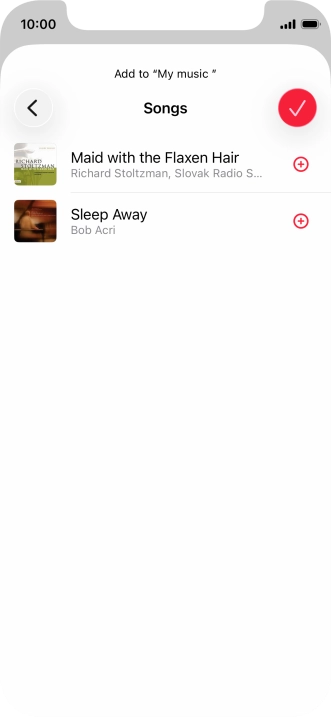 Go to the required category and press the add icon next to the required audio file.