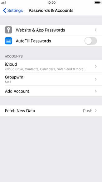 Press the name of the email account you've just set up. Press the name of the email account you've just set up.