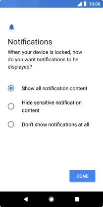 Press the required setting. Press the required setting.