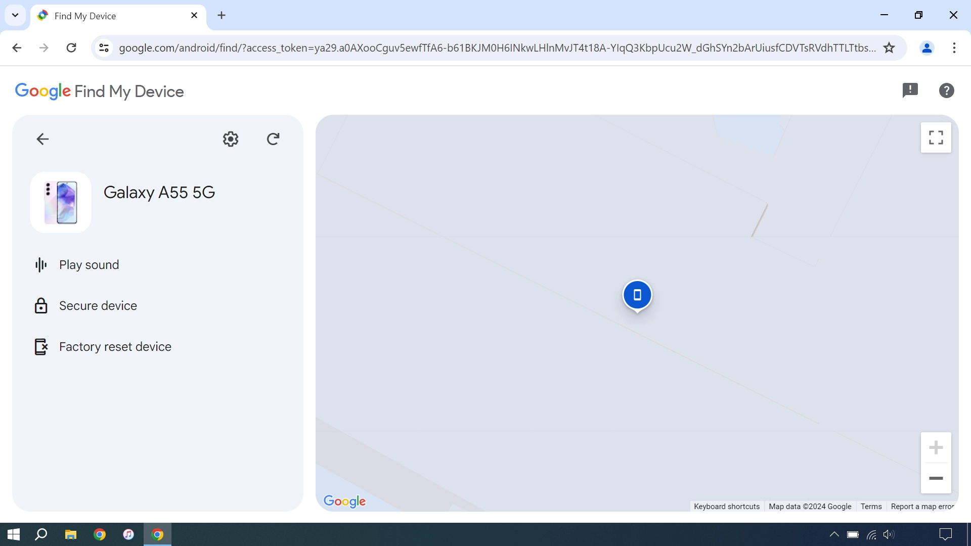 Your phone's latest position is displayed on the map.
