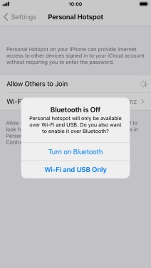 If Wi-Fi is turned on, press Wi-Fi and USB Only.