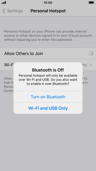 If Wi-Fi is turned on, press Wi-Fi and USB Only.