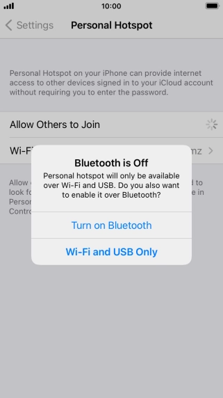 If Wi-Fi is turned on, press Wi-Fi and USB Only.