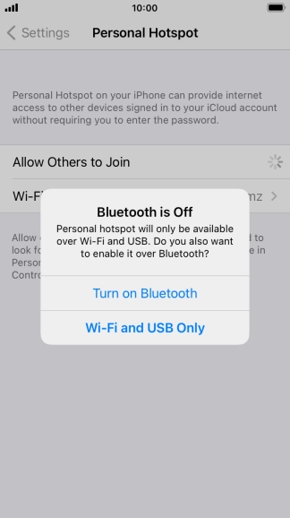 If Wi-Fi is turned on, press Wi-Fi and USB Only.