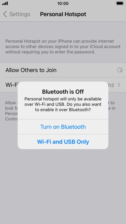 If Wi-Fi is turned on, press Wi-Fi and USB Only.
