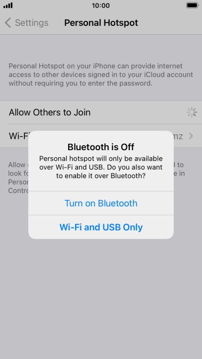 If Wi-Fi is turned on, press Wi-Fi and USB Only.
