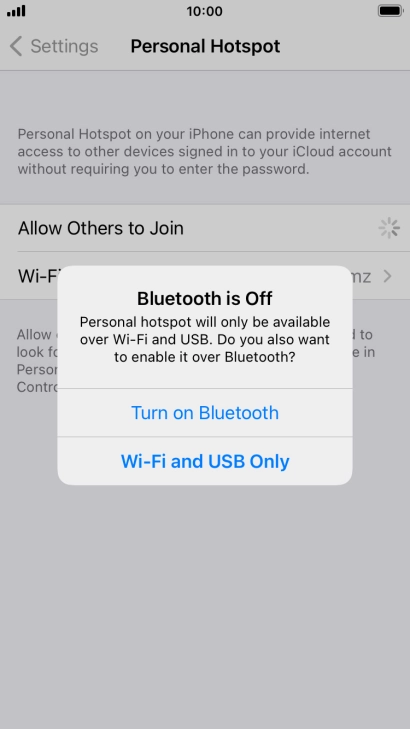 If Wi-Fi is turned on, press Wi-Fi and USB Only.