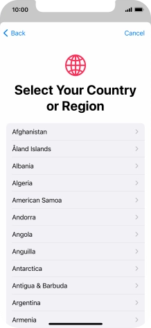 Press the required country. Press the required country.